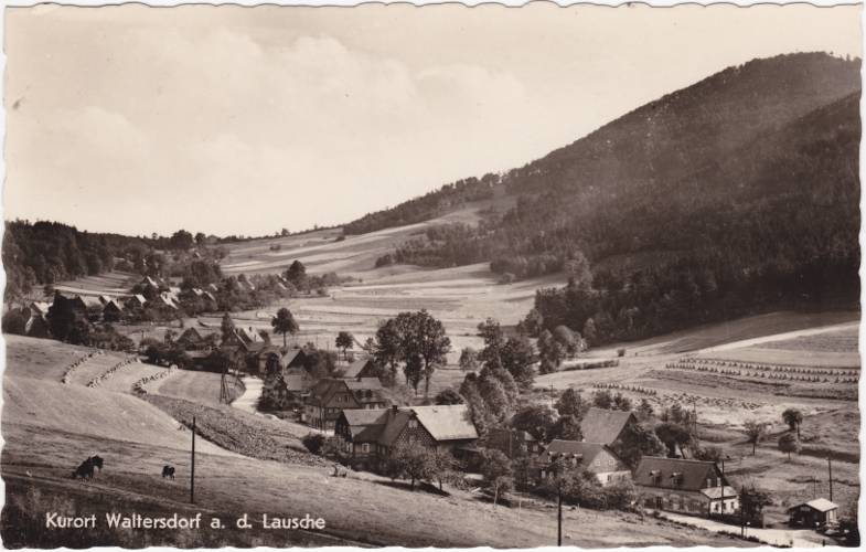 Historische Ansicht von Waltersdorf mit der Lausche (1969)